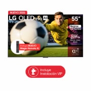 Vista frontal de TV LG 55" OLED evo AI C6 – Imagen perfecta para vivir cada Jugada OLED55C6PSA
